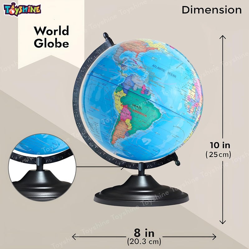 Toyshine Educational Rotating World Globe 25cm Height & 20cm diameter with Metal Black Base for School Office Home Decor - Image 5