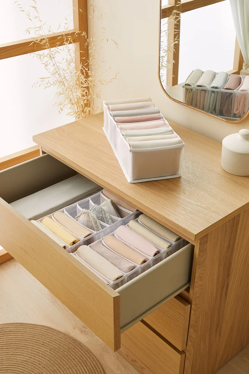 Ocean Home Textile 3 Pieces 8 Compartment Cabinet Drawer Inside Accordion Type Folding Laundry Organizer