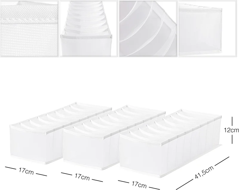Ocean Home Textile 3 Pieces 8 Compartment Cabinet Drawer Inside Accordion Type Folding Laundry Organizer
