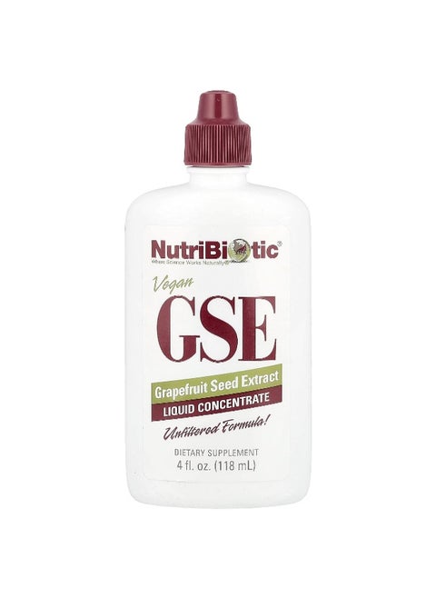 NutriBiotic, Vegan GSE, Grapefruit Seed Extract, Liquid Concentrate, 100 mg, 4 fl oz (118 ml)