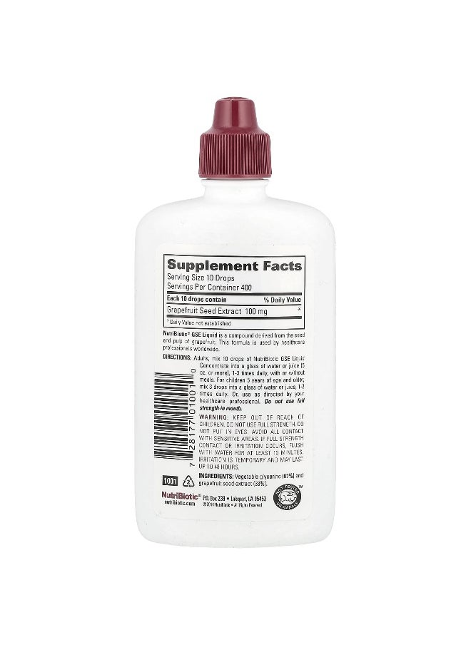 Nutribiotic - NutriBiotic, Vegan GSE, Grapefruit Seed Extract, Liquid Concentrate, 100 mg, 4 fl oz (118 ml) - Image 1