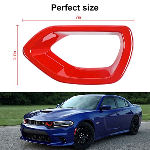JWWY Front Grille Radiator Grille Grillwork Surround Assembly Inserts Mesh Front Fascia Grille Trim for 2015-2024+ Dodge Charger Exterior Accessorie Red 2pcs - Image 3