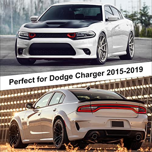 JWWY Front Grille Radiator Grille Grillwork Surround Assembly Inserts Mesh Front Fascia Grille Trim for 2015-2024+ Dodge Charger Exterior Accessorie Red 2pcs - Image 5