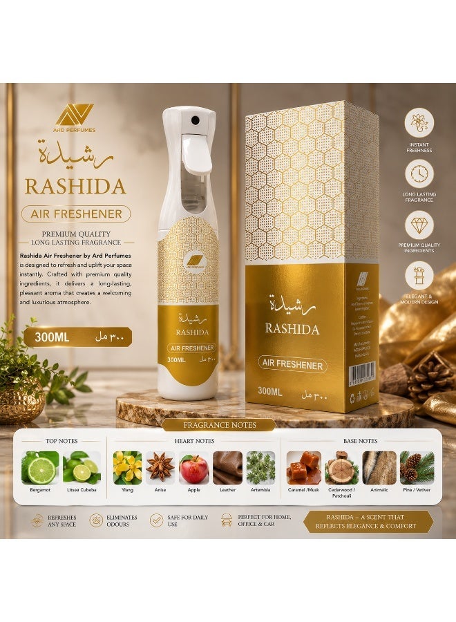 ARD PERFUMES Rashida Air Freshener Spray by Ard Perfumes – 300ml Long Lasting Home, Office & Car Fragrance | Bergamot Musk Cedarwood Scent | Luxury Room Spray - Image 4