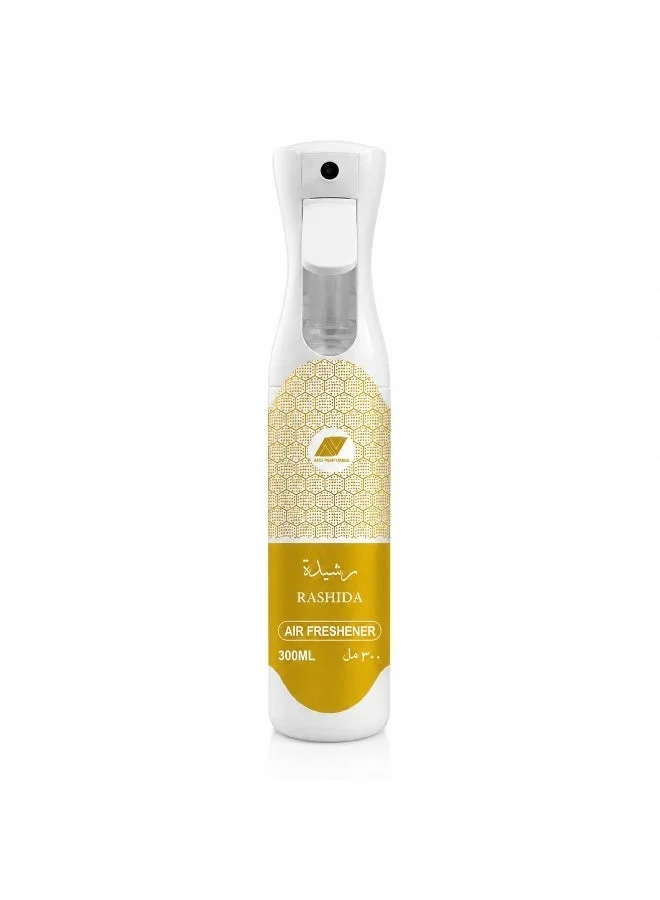 ارض العطور معطر رشيدة سبراي للمنزل والمكتب والسيارة – 300 مل | ريحة تدوم طويل | برجموت ومسك وخشب الأرز | معطر جو فاخر