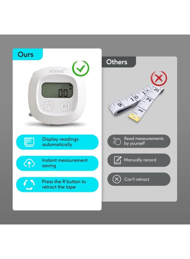 general Digital Body Tape Measure, 60in Body Measuring Tape, Bluetooth Measuring Tape for Body Measurements with App, Body Fat Measurement Device for Weight Loss, Locking, Retractable - Image 3