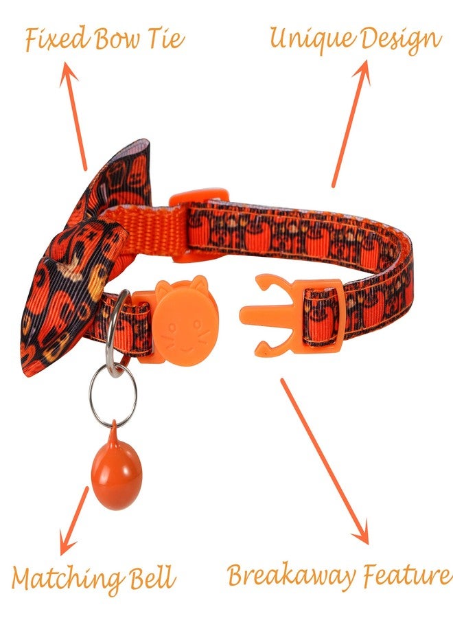 BoomBone 2 Pack Halloween Cat Collar Breakaway, Bowtie Cat Collar with Bells, Cute Kitten Collars for Fall - Image 2