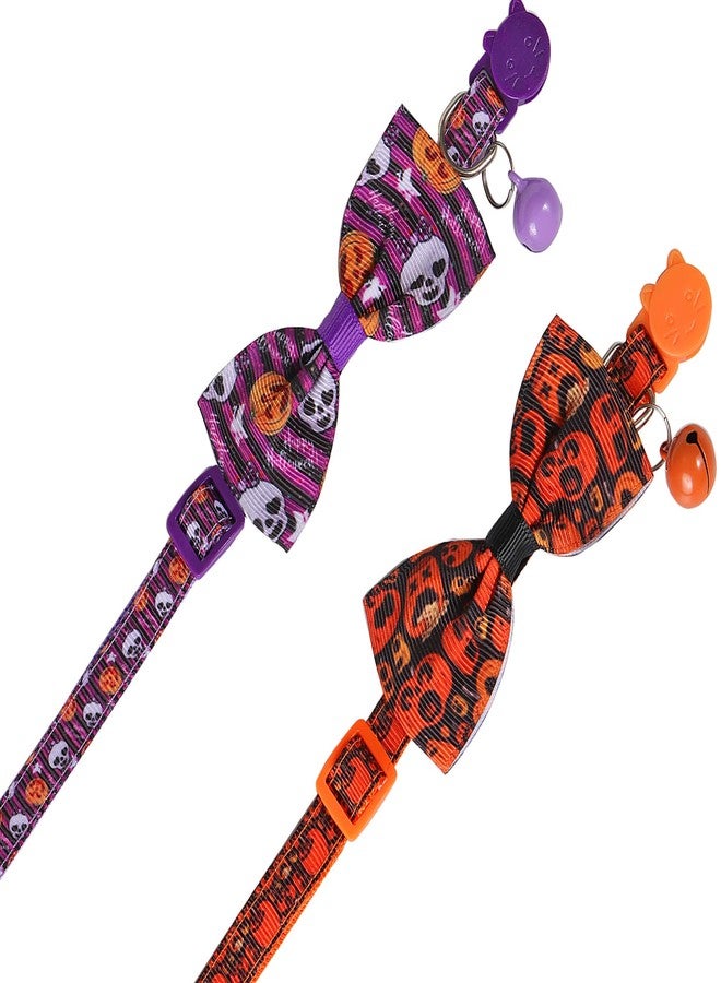 BoomBone 2 Pack Halloween Cat Collar Breakaway, Bowtie Cat Collar with Bells, Cute Kitten Collars for Fall - Image 4