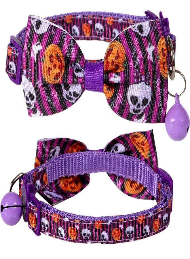 BoomBone 2 Pack Halloween Cat Collar Breakaway, Bowtie Cat Collar with Bells, Cute Kitten Collars for Fall - Image 3