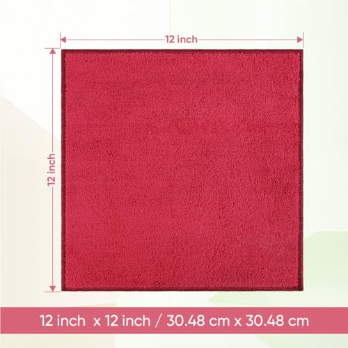 HOMEXCEL Red Microfiber Washcloths 12 Pack Highly Absorbent and Soft Face Towel MultiPurpose Wash Cloths for Bathroom Gym Hotel Spa and Kitchen12x12 Inch - Image 3