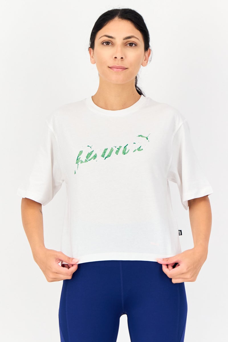 PUMA Women Sportswear Fit Short Sleeve Outdoor T-Shirt, White - Image 1