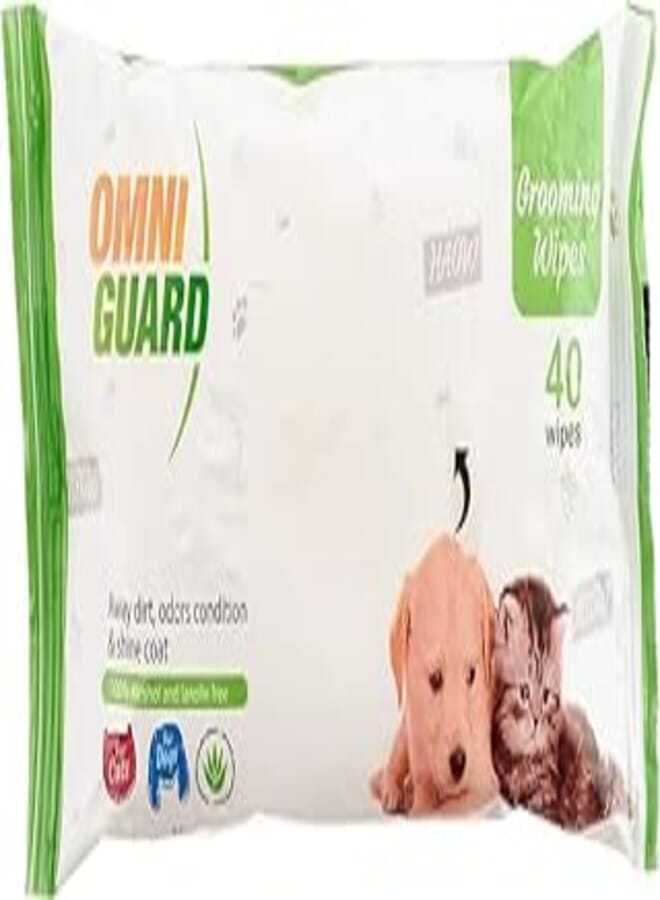 Omni Guard Cats & Dogs Grooming Wipes - 40 PCS
