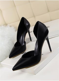 BIGTREE 10.5cm Fashion Simple Slimming Women's Shoes Slim Heels Super High Shallow Mouth Pointed Hollowed Out Single Shoes Black  - Image 1
