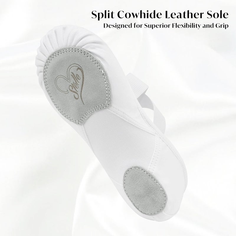 Stelle Ballet Shoes for Women Highly Stretch Canvas Dance Slipper Ballet Mesh Flats Non-Slip Yoga(White,6MW) - Image 5