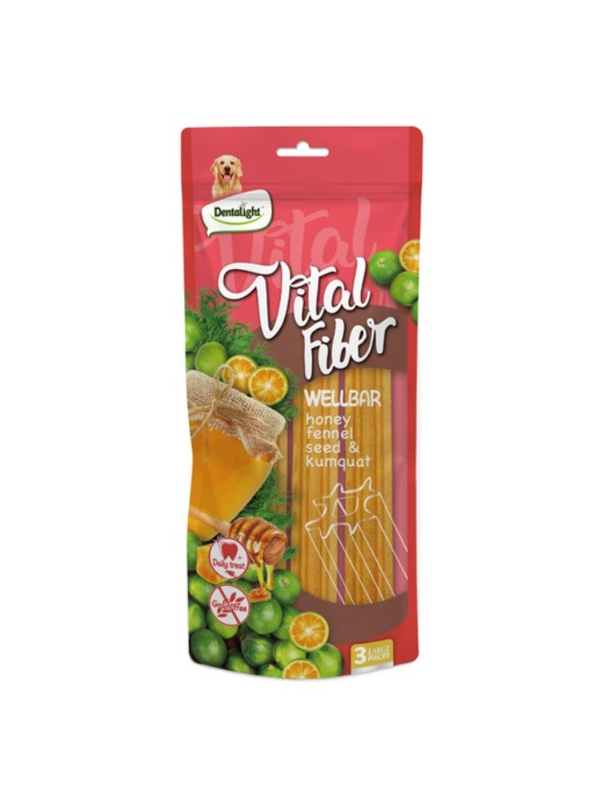 Dentalight Vital Fiber Wellbars 6" Treat For Dogs-Honey, Fennel Seed & Kumquat 250g-3pcs - Image 1