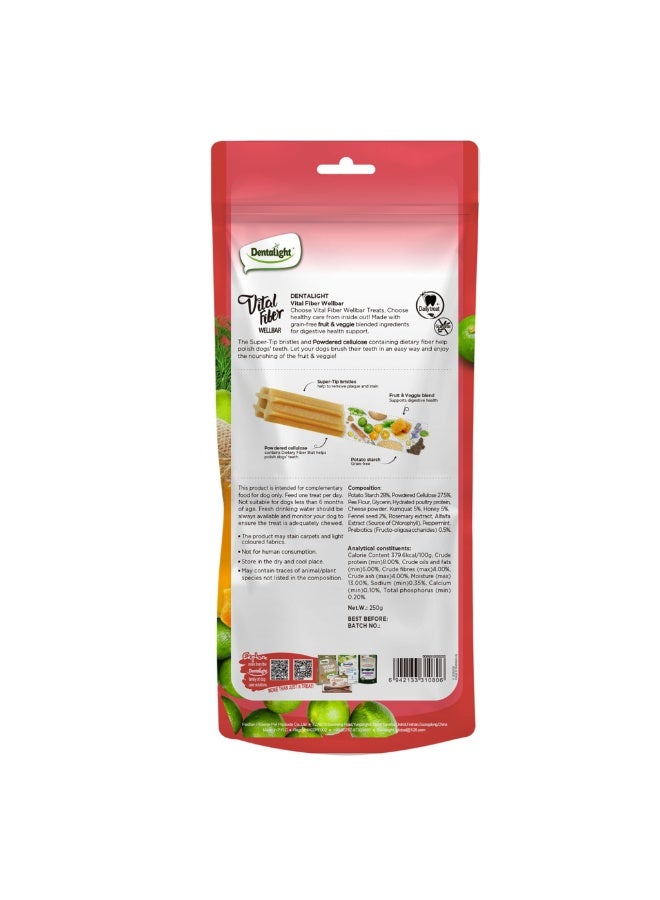 Dentalight Vital Fiber Wellbars 6" Treat For Dogs-Honey, Fennel Seed & Kumquat 250g-3pcs - Image 3