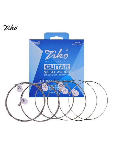 ZIKO DN-009 Extra Light Guitar Strings for Electric Guitars Hexagonal Core Namo Coating Nickel Winding 6pcs Strings Set