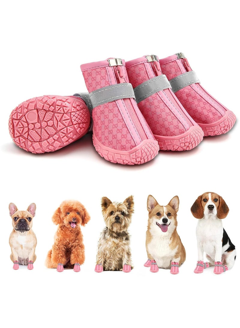 erorex Dog Shoes for Small Dogs Boots, 4PCS Waterproof Dog Booties Paw Protector for Outdoor Walking, Puppy Shoes with Reflective Strip Rugged Anti-Slip Sole for Hardwood Floors Hot Pavement, Szie #2 - Image 1