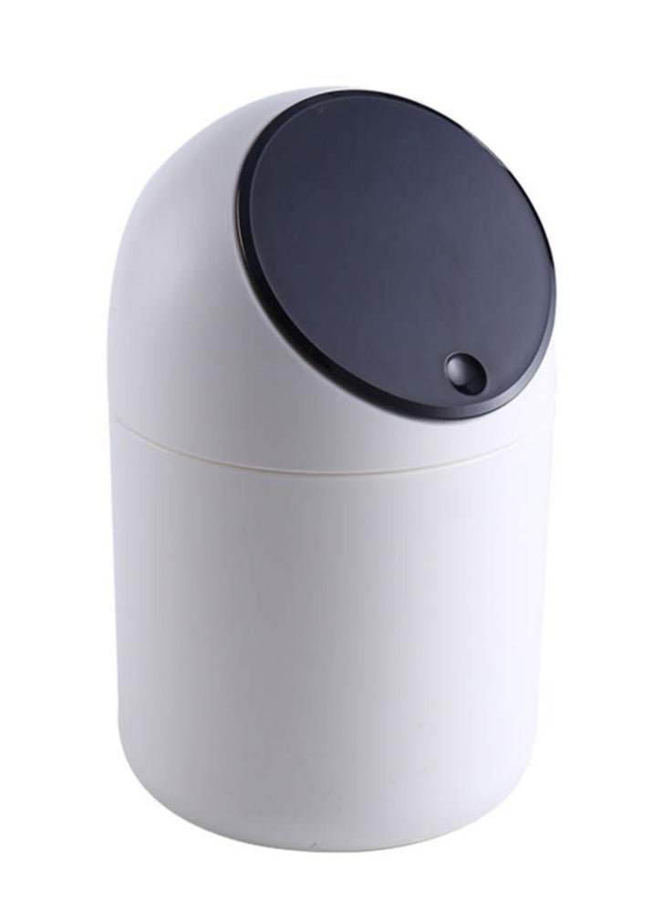 SYOSI Mini Desktop Trash Can Plastic Swing Lid Countertop Trash Bin Tiny Waste Bin Makeup Pad Garbage Holder for Coffee Vanity Table Kitchen Black  - Image 1