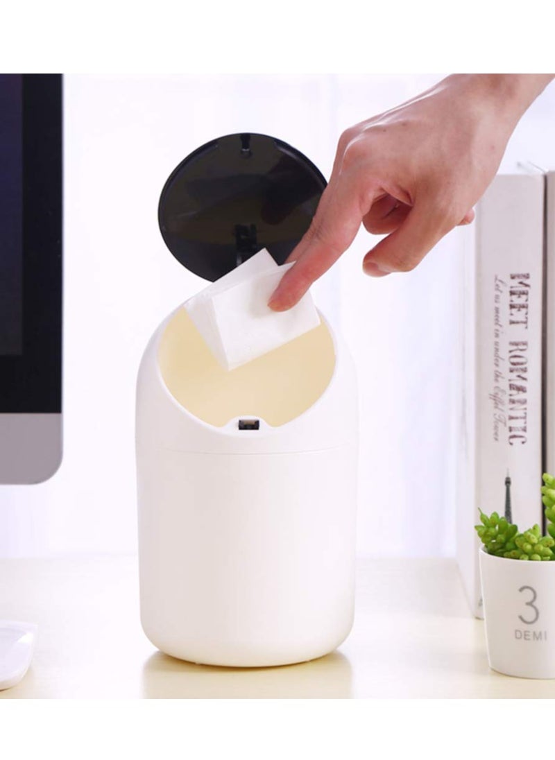 SYOSI Mini Desktop Trash Can Plastic Swing Lid Countertop Trash Bin Tiny Waste Bin Makeup Pad Garbage Holder for Coffee Vanity Table Kitchen Black  - Image 3
