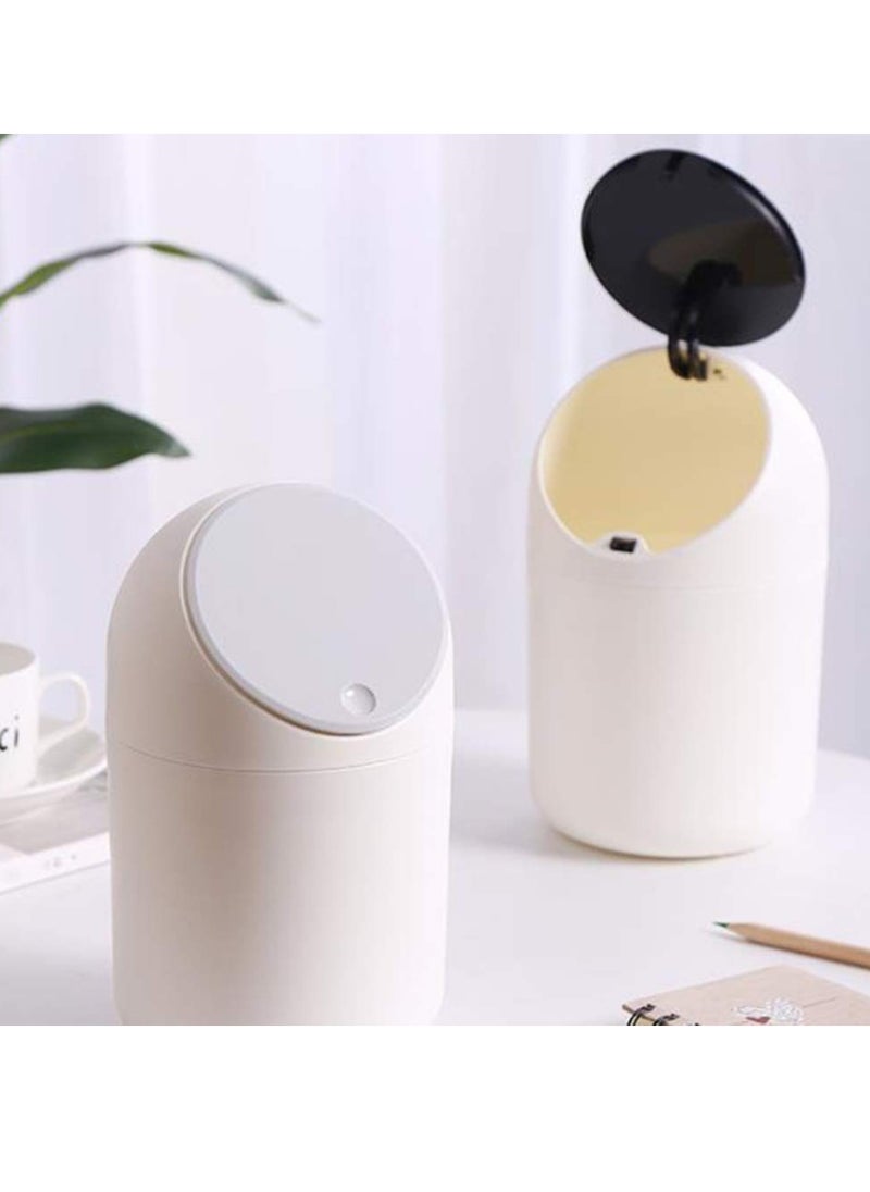 SYOSI Mini Desktop Trash Can Plastic Swing Lid Countertop Trash Bin Tiny Waste Bin Makeup Pad Garbage Holder for Coffee Vanity Table Kitchen Black  - Image 4