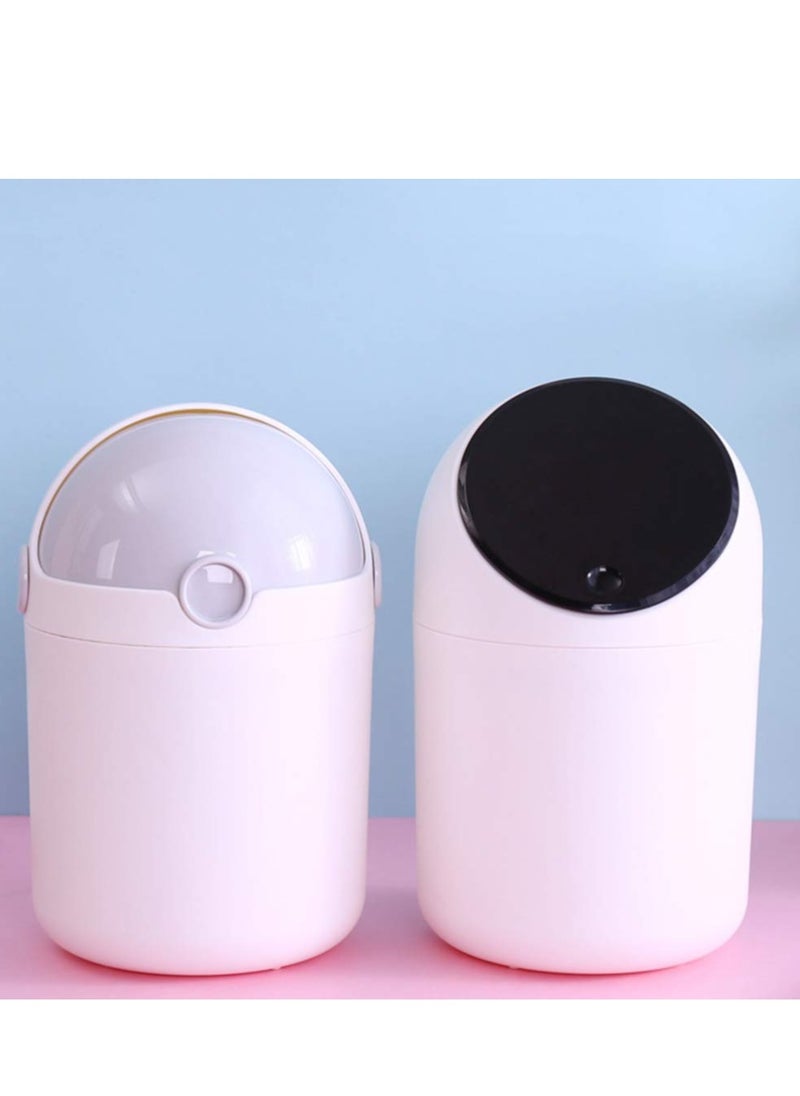 SYOSI Mini Desktop Trash Can Plastic Swing Lid Countertop Trash Bin Tiny Waste Bin Makeup Pad Garbage Holder for Coffee Vanity Table Kitchen Black  - Image 5