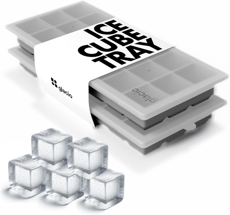 Glacio Ice Cube Tray – Set of 2 Small Silicone Molds with Lids, BPA-Free and Flexible for Cocktails and Beverages - Image 1