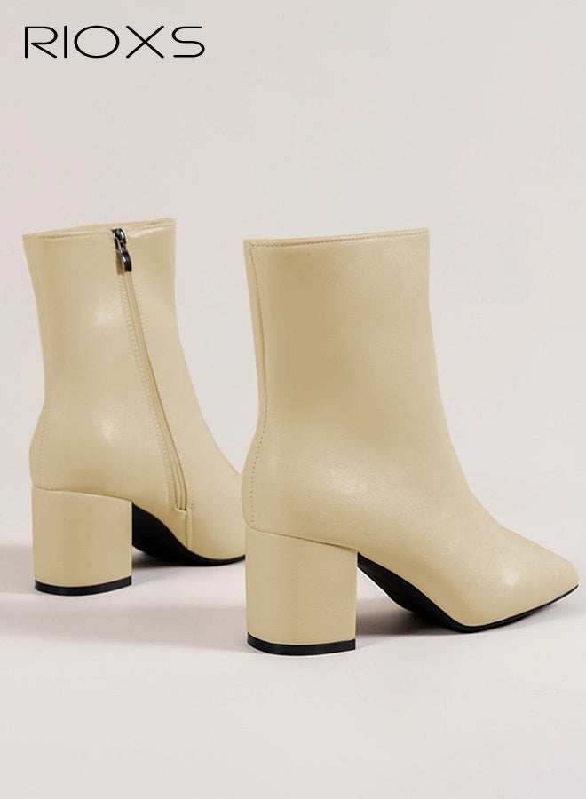 ريوكس حذاء رجلات النساء، حذاء غربي كوفو بساق عالي 6.5 سم، حذاء ساق كامل اللون للسيدات، حذاء جلدية مستطيل الشكل بأصابع مستديرة، حذاء ذي ساق علوية كبيرة للنساء، أحذية الربيع والخريف والشتاء ذات المكشاف الجانبي، حذاء ساق ملابس للمرأة، أحذية نسائية أنيقة - Image 5