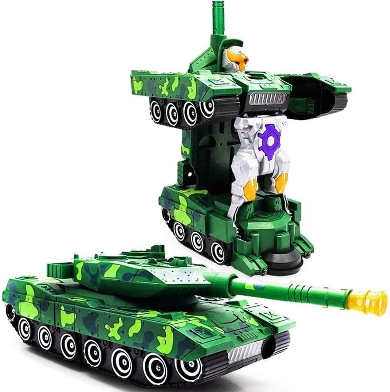 SHAKTISM 2-in-1 Transforming Army Tank Robot Toy with Lights, Music, Bump and Go Action, Deformation Tank Robot Toy Random Color Dispatched - Image 1