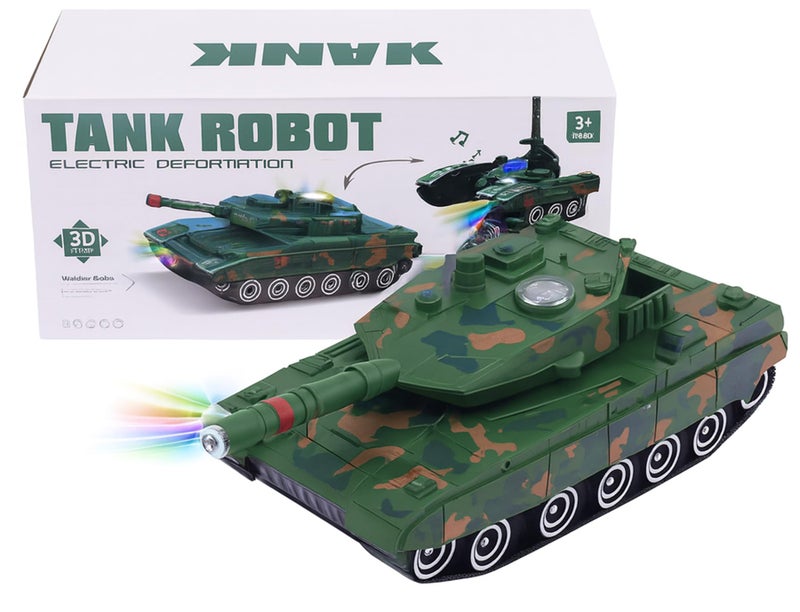 SHAKTISM 2-in-1 Transforming Army Tank Robot Toy with Lights, Music, Bump and Go Action, Deformation Tank Robot Toy Random Color Dispatched - Image 2