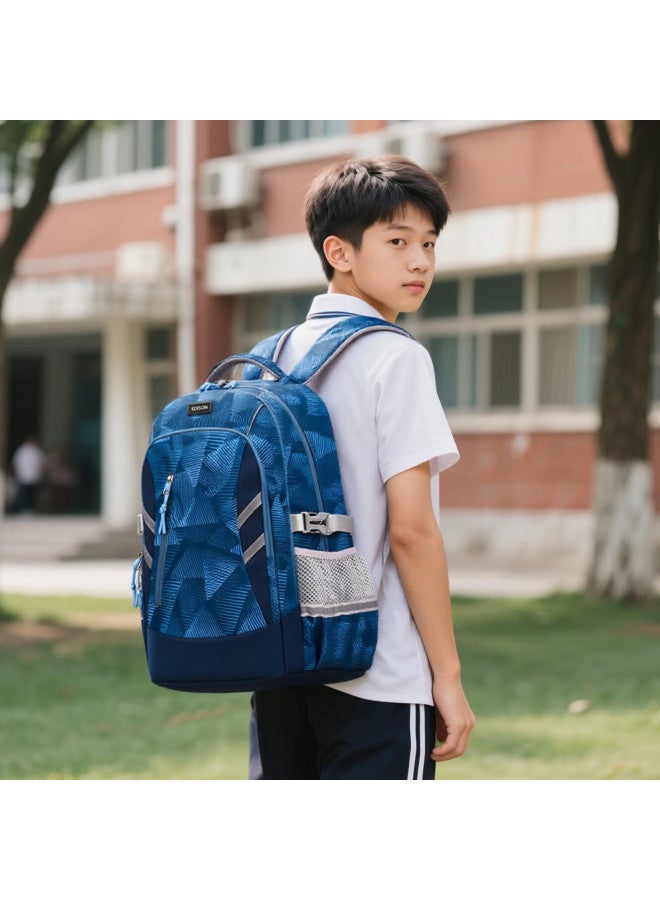Edison Middle School Student Backpack, Large Capacity, Reflective, Spine-protecting, Load-reducing, Anti-drop, High School Student Backpack, 2509-2 Blue - Image 1