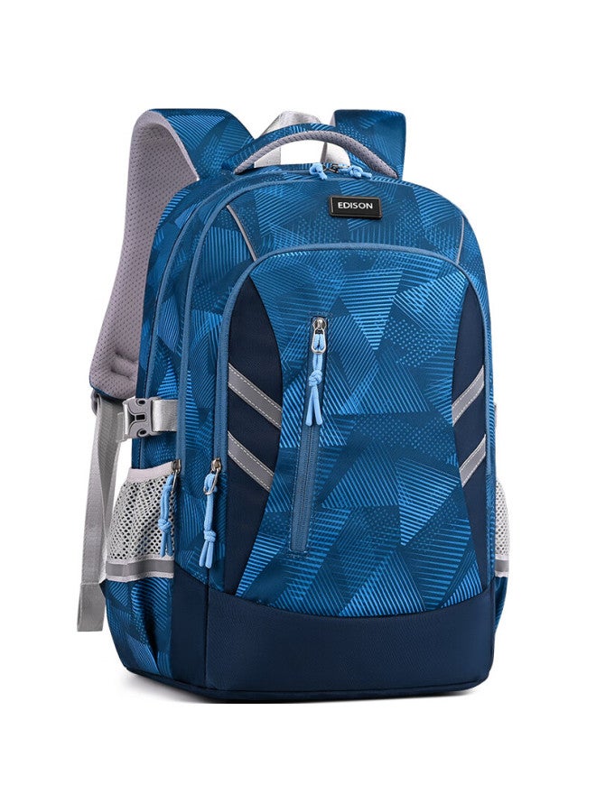 Edison Middle School Student Backpack, Large Capacity, Reflective, Spine-protecting, Load-reducing, Anti-drop, High School Student Backpack, 2509-2 Blue - Image 2