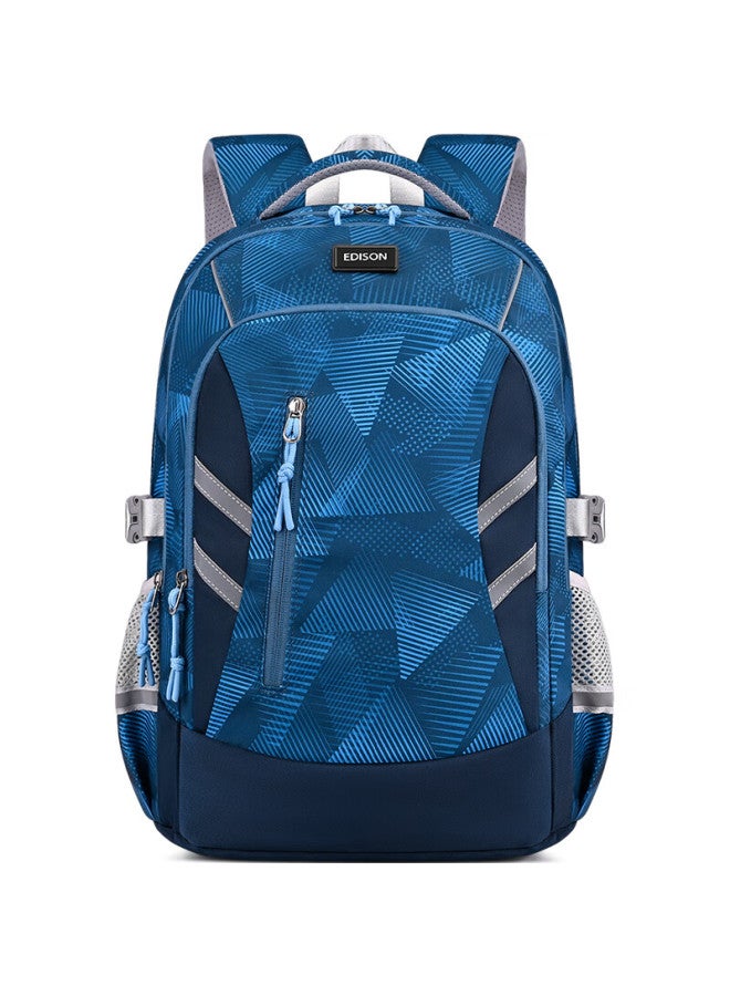 Edison Middle School Student Backpack, Large Capacity, Reflective, Spine-protecting, Load-reducing, Anti-drop, High School Student Backpack, 2509-2 Blue - Image 3