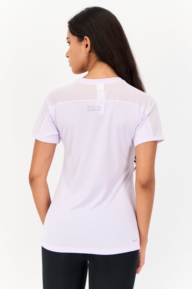 New Balance Women Athletic Fit Short Sleeves Running T-Shirt, Purple  - Image 2