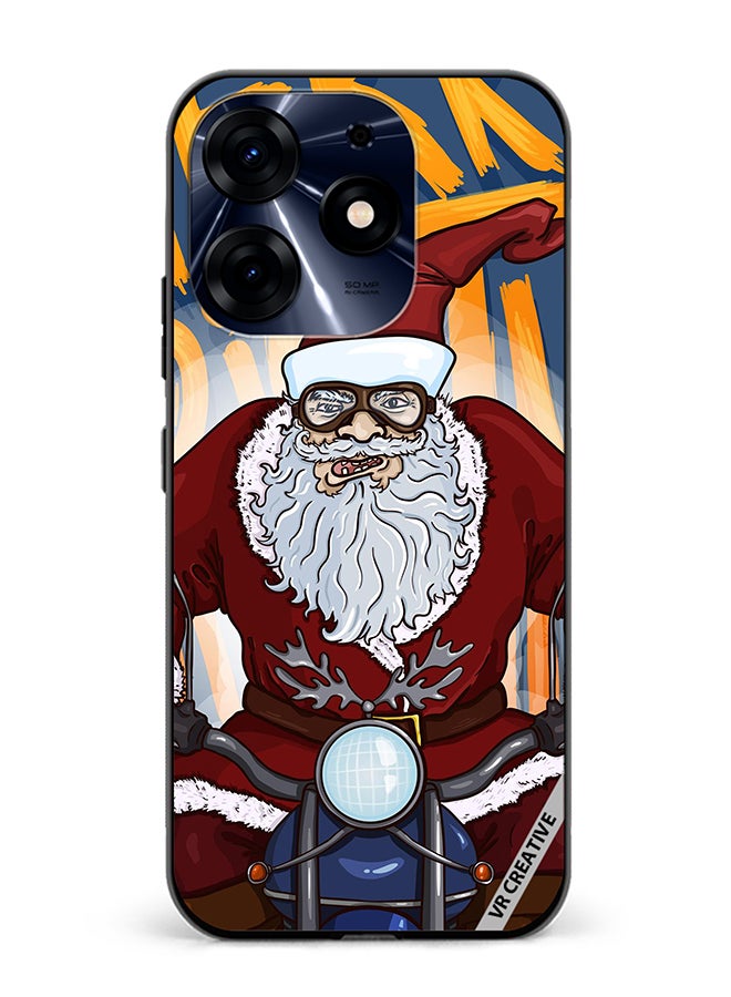 VR CREATIVE Protective Case Cover For Tecno Spark 10 Pro Cartoon Christmas Postcard Santa Claus On Motorcycle Design Multicolour - Image 1