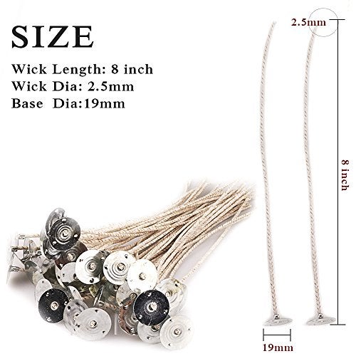 EricX Light 100 Piece 8 inch Soy Wax Candle Wick, Cotton and Paper Interwoven core, Large, for Candle Making, Candle DIY - Image 2