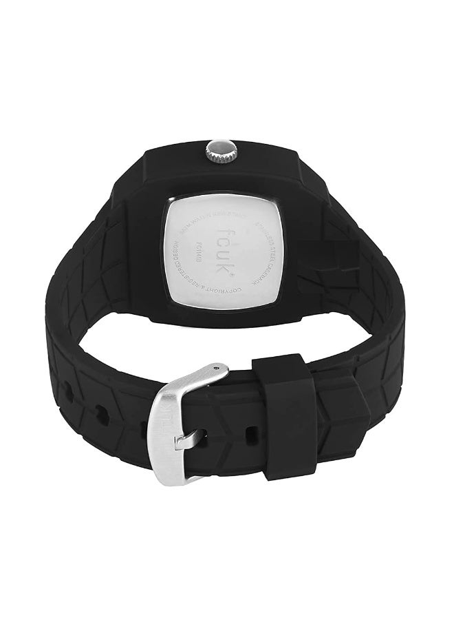 French Connection ساعة أنالوج للرجال بقرص أسود وحزام سيليكون أسود 48 مم - Image 3