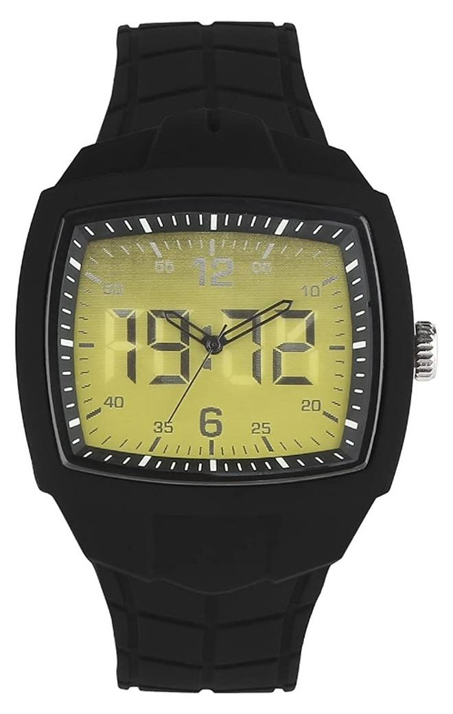 French Connection ساعة أنالوج للرجال بقرص أسود وحزام سيليكون أسود 48 مم - Image 1