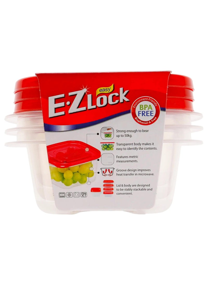 LOCK & LOCK E.Z Lock Airtight Food Storage Containers Set Bpa Free Durable Plastic Compact Design 250 ML 3 Pcs Pack - Image 2