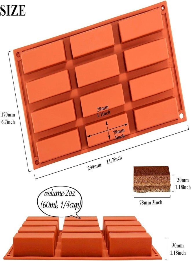 Moldberry Silicone Protein Bar Mold – 12 Cavity Medium Narrow Rectangle Energy Bar Maker for Caramel, Muffins, Brownies, Cornbread, Cheesecake, Soap, Butter – Non-Stick Bakeware Mould (1 Pack) - Image 2