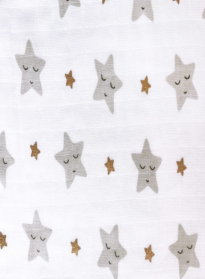 Masilo Organic Cotton Muslin Burp & Bibs Toddlers Cloth Gift Set for Newborn Baby, Pack of 1 - Sleepy Star Gold - Image 3