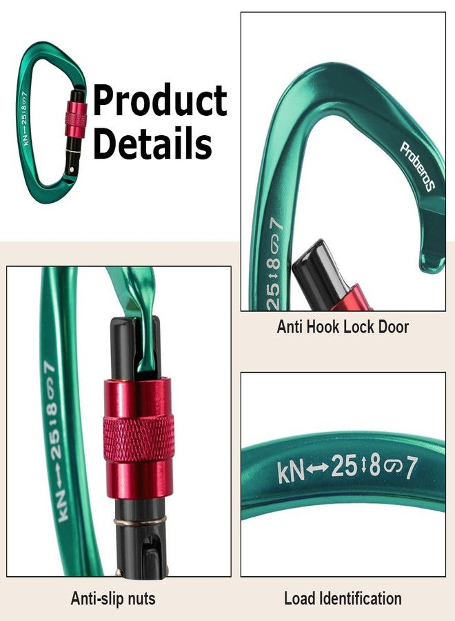 برو بيروس مشبك كارابين للتسلق من بروبيروس®، مشبك خطاف سريع، مشبك كارابين على شكل حرف D بقفل لولبي، كارابين ألومنيوم طيران شديد التحمل بقوة 25 كيلو نيوتن، مناسب لأنشطة التسلق المختلفة، 10 × 5.8 سم - Image 5