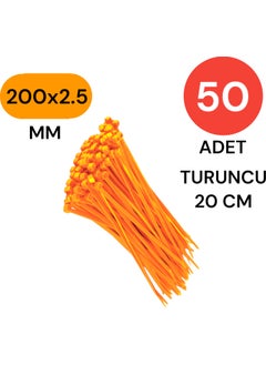 Tek-İş Plastic Cable Tie Clip Velcro Clamp 200 mm x 2.5 mm Orange 50 Pcs  - Image 1