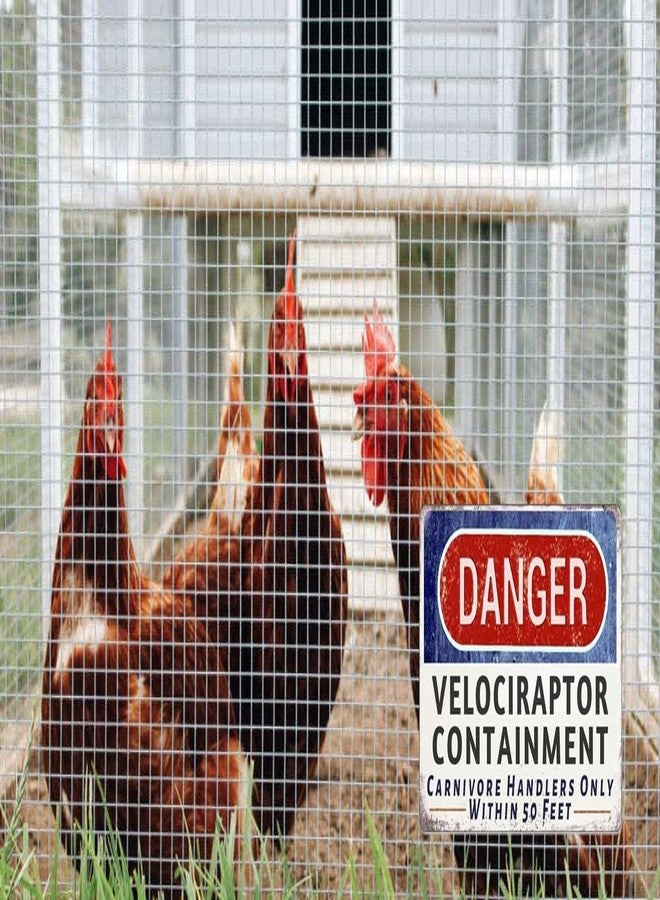 CrazySign Danger Velociraptor Containment Warning Sign Dinosaur Park Movie Memorabilia Decor 12" * 8" (704) - Image 3