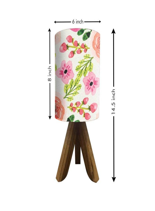 Nutcase Mini�Wooden�Table�Lamp�for Bedroom -Made in India with Teak�Wood�14" Bedside Small Tripod Desk�Night Lamp�(Bulb Included)�- Watercolor Flower - Image 4