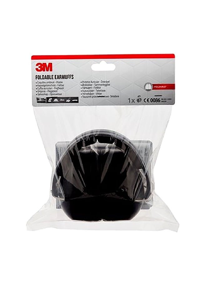 3M 94-105 dB Flexible and Adjustable Padded Foldable Safety Earmuffs Black 23 x 21 x 9.6 cm UU010064085 - Image 1