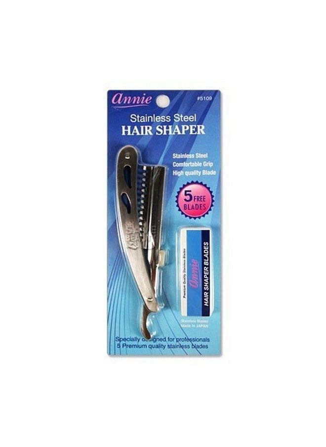 Annie Stainless Steel Hair Shaper Straight Razor W 5 Free Blades  - Image 2