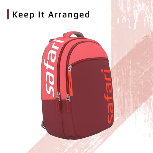 Safari Spree USB 30L Backpack, 2 Compartments, Front Pocket, Organizer, Bottle Holder, School Bag for Boys and Girls, College Bag, Office Bag, Travel Bag for Unisex, Bagpack, Color- Wine Red - Image 4