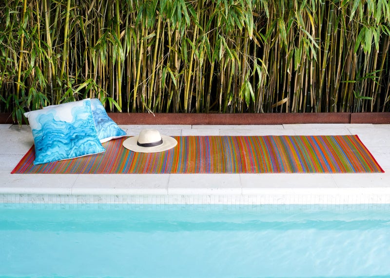 Fab Habitat Fab Habitat Outdoor Rug  Waterproof Fade Resistant CreaseFree  Premium Recycled Plastic  Striped  Patio Deck Porch Balcony Laundry Room  Cancun  Multicolor  4 x 6 ft 