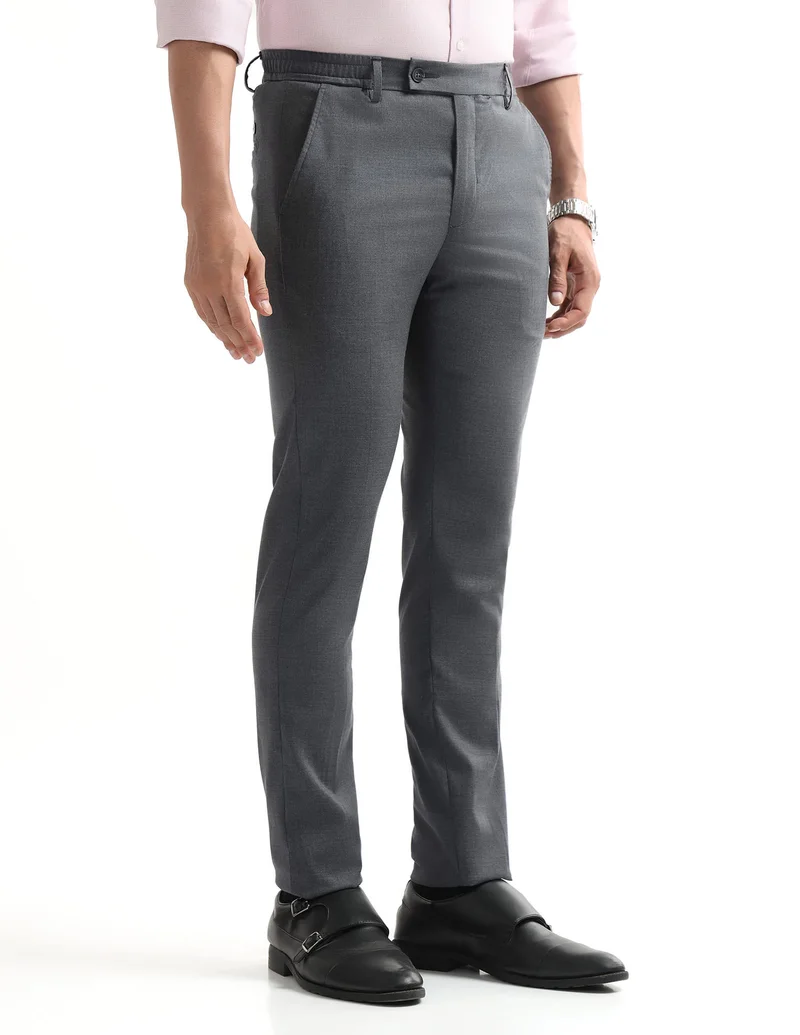 Arrow Grey Super Slim Fit Velocity Trousers for Men | Best Price UAE